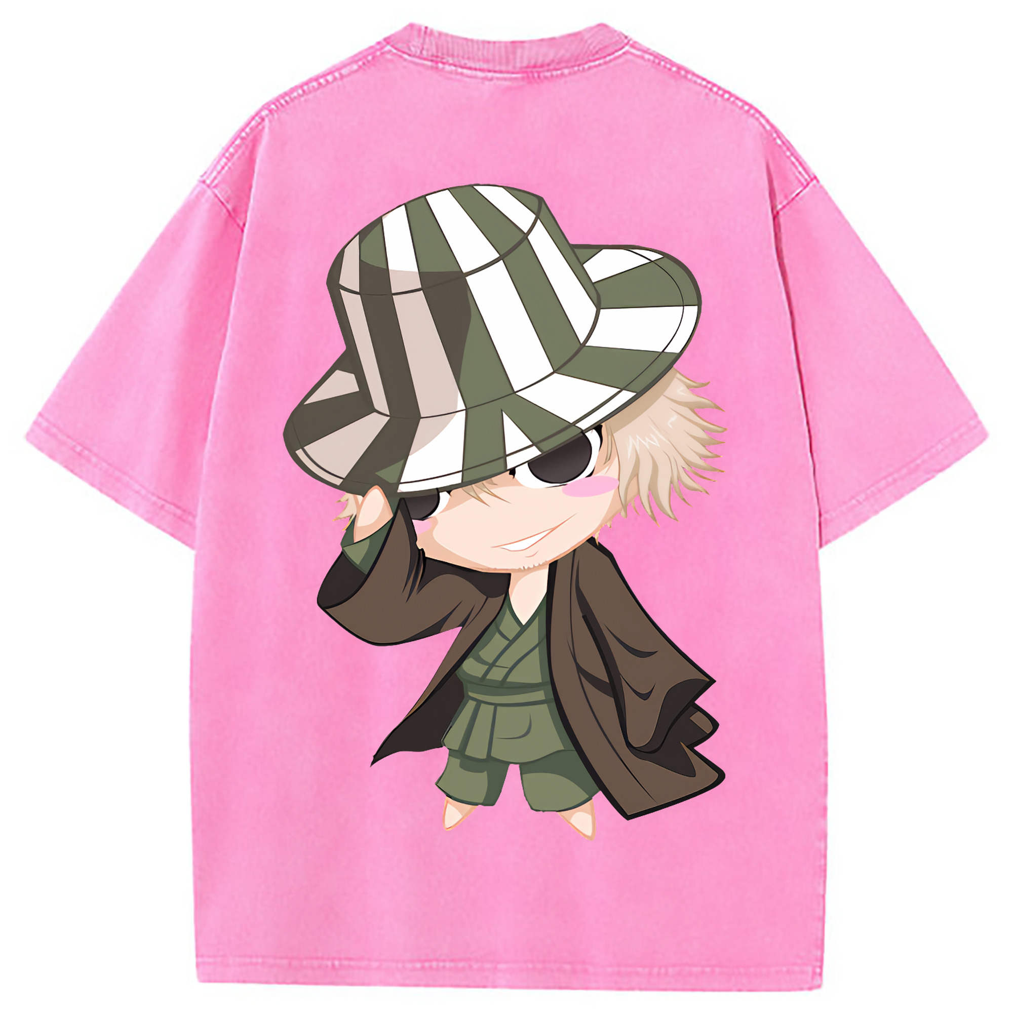 （画像用） "ブリーチ 浦原 喜助（うらはら きすけ） BLEACH Urahara Kisuke " 綿100% ヴィンテージ風 半袖Tシャツ（背面プリント）